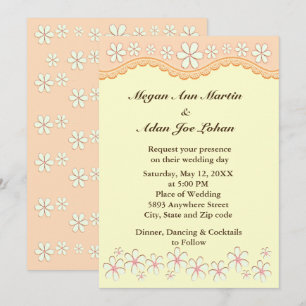 Naranja ligero Seis Invitación a la boda de la flo