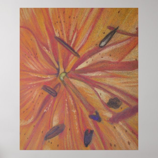 naranja Lily flor arte moderno arte abstracto (Frente)