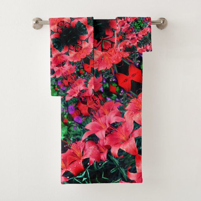 Naranja Lily Flowers Resumen Patrón de arte (In situ)