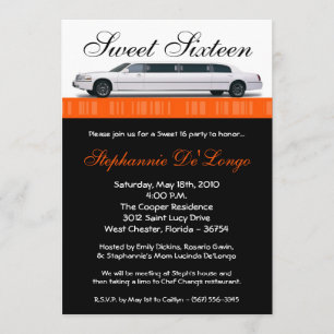 Naranja Limo Sweet 16 Invitación de cumpleaños