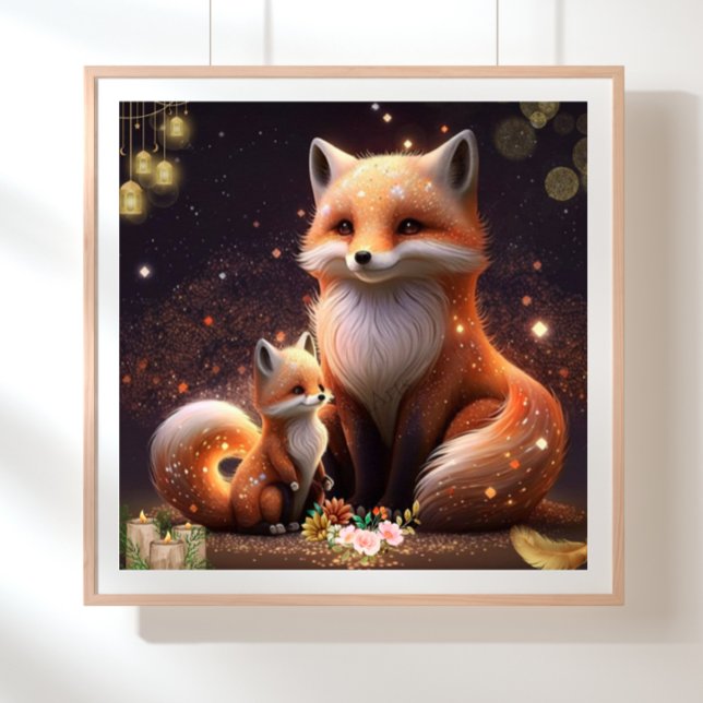 Naranja lindo Fox Mamá y Nursera de Arte Infantil (Subido por el creador)