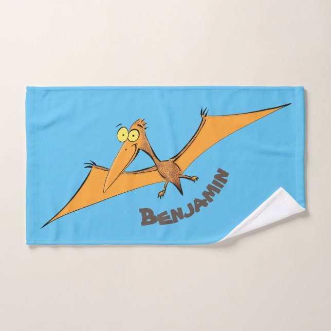 Naranja lindo y gracioso personalizado pterodáctil (Toalla de mano)