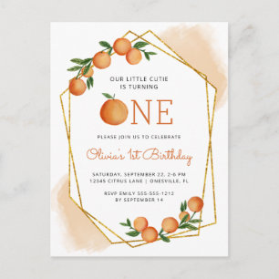 Naranja Little Cutie Citrus Invitación al primer c