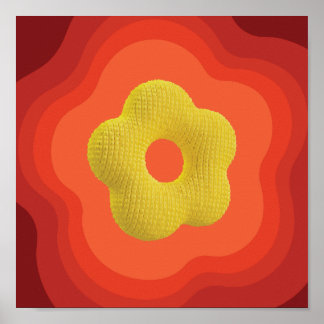 Naranja llamativo Poster de arte de flores - Diseñ