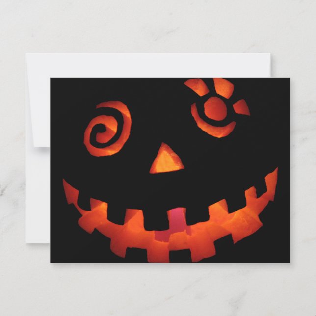 Naranja loco Jack O Lantern Pumpkin Face (Anverso)