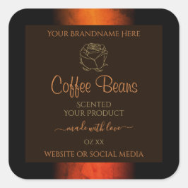 Naranja Luminoso Marble Marble Etiquetas Floral