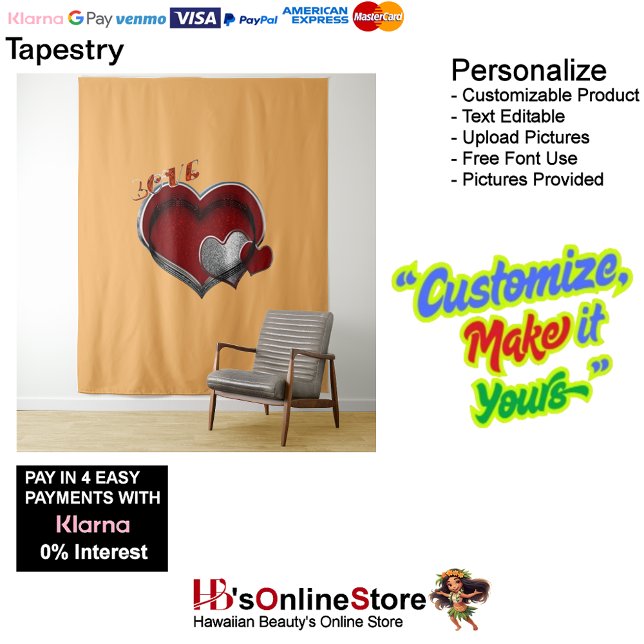 Naranja mágico del corazón Tapiz de negocios Extra (Heart Magic Orange Business Tapestry Extra-Large.)