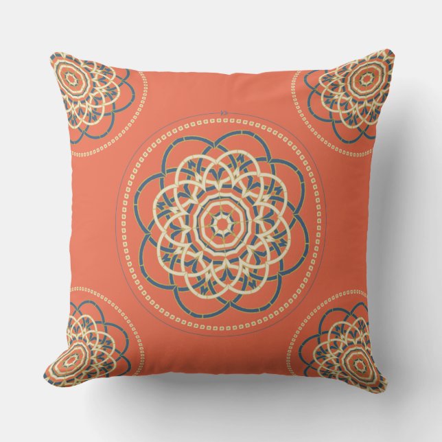 Naranja Mandala Cojín decorativo Sala de Meditació (Anverso)