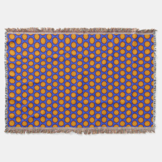 Naranja Mandala florece en una manta azul