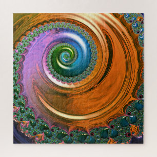 Naranja Mandelbrot Swirl Jigsaw Puzzle