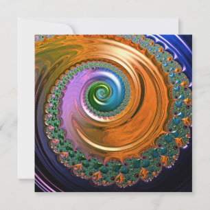 Naranja Mandelbrot Swirl Tarjeta plana