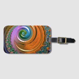 Naranja Mandelbrot Swirls Etiqueta del equipaje