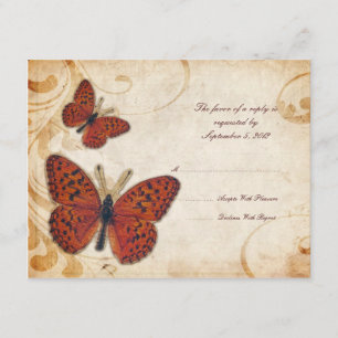 Naranja Mariposas Vintage Wedding RSVP