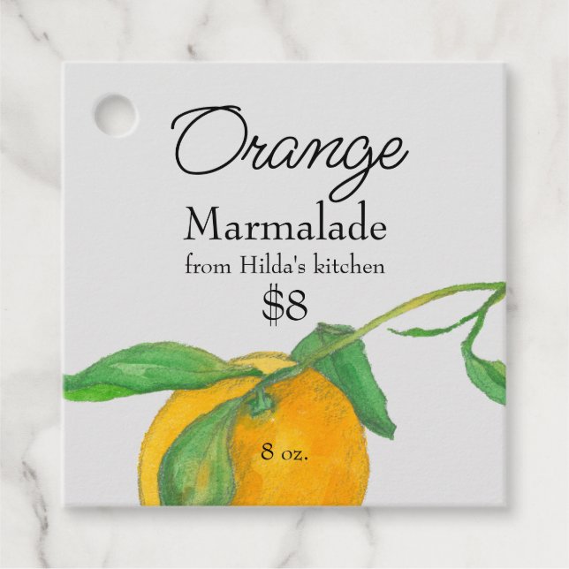 Naranja Marmalade Canning Jar Hang Etiqueta (Anverso)