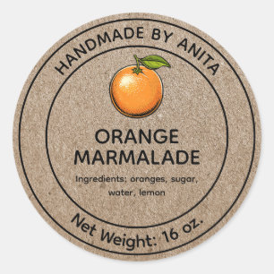 Naranja Marmalade Jelly Jar Etiqueta Kraft Estilo 
