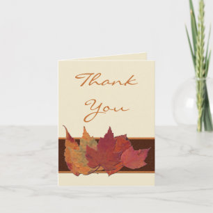 Naranja marrón marfil hojas secas gracias tarjeta