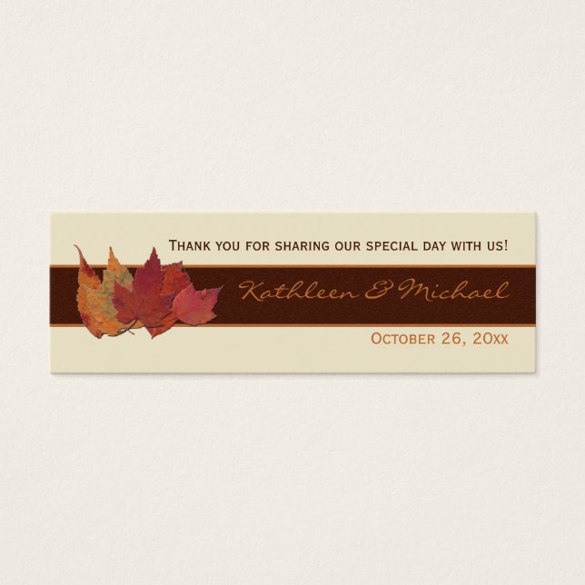 Naranja marrón marfil seco deja etiqueta de favor  (Frente)