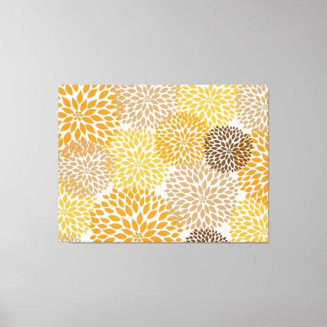 Naranja Marrón moderno dahlia florecimiento arte e (Anverso)