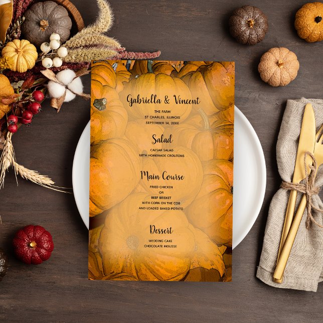 Naranja Menú Boda de calabazas otoñales (Subido por el creador)