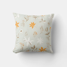 Naranja minimalista y Cojín decorativo floral blan