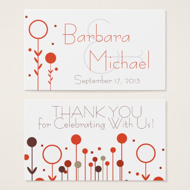 Naranja moderna de Punto Floral Simple Wedding Fav (Anverso y reverso)