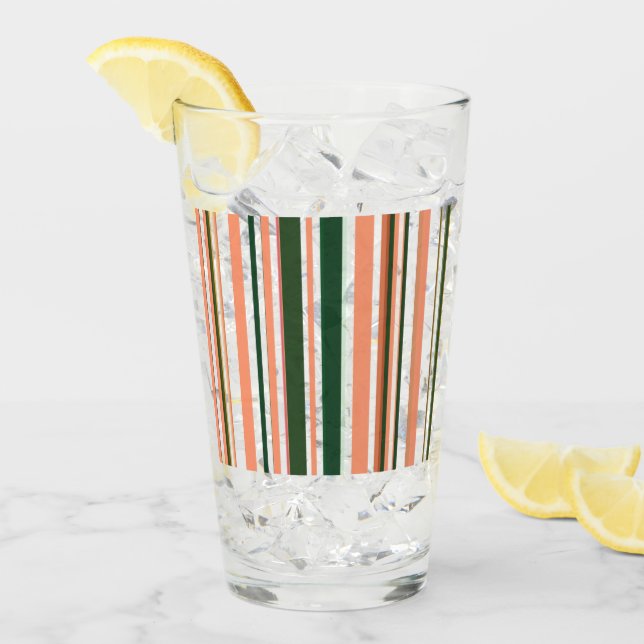 Naranja moderno de moda Green White Stripes Glass (Anverso (hielo))
