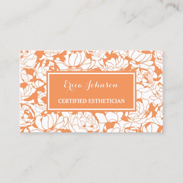Naranja moderno Floral Girly Certificado Estético (Anverso)