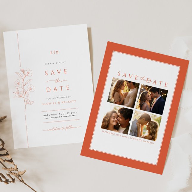 Naranja moderno Guardar la invitación a la boda de (Subido por el creador)