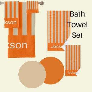 Naranja moderno y rayas beige