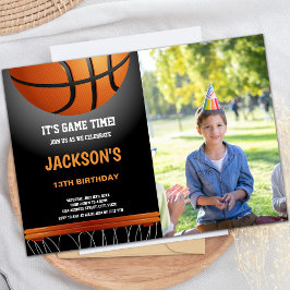 Naranja Negro Baloncesto Invitación al cumpleaños 