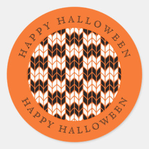 Naranja NEGRO CHECK KNIT Pegatinas redondos grande