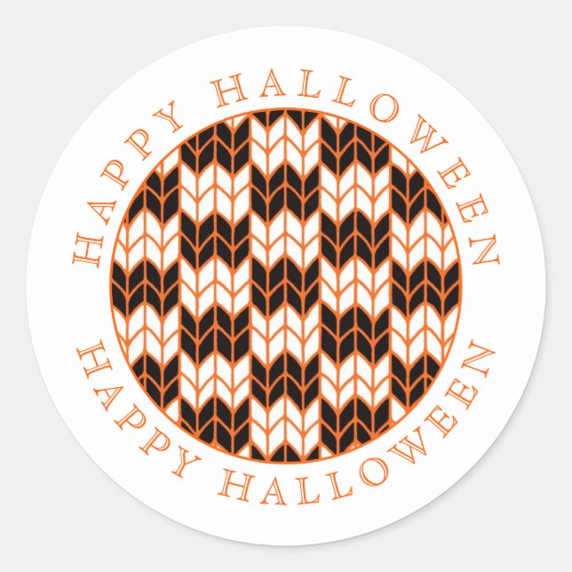 Naranja NEGRO CHECK KNIT Pequeños Pegatinas redond (Anverso)