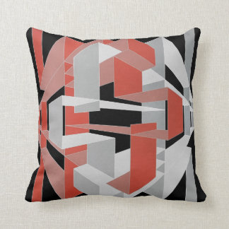 Naranja, negro, Cojín decorativo gris