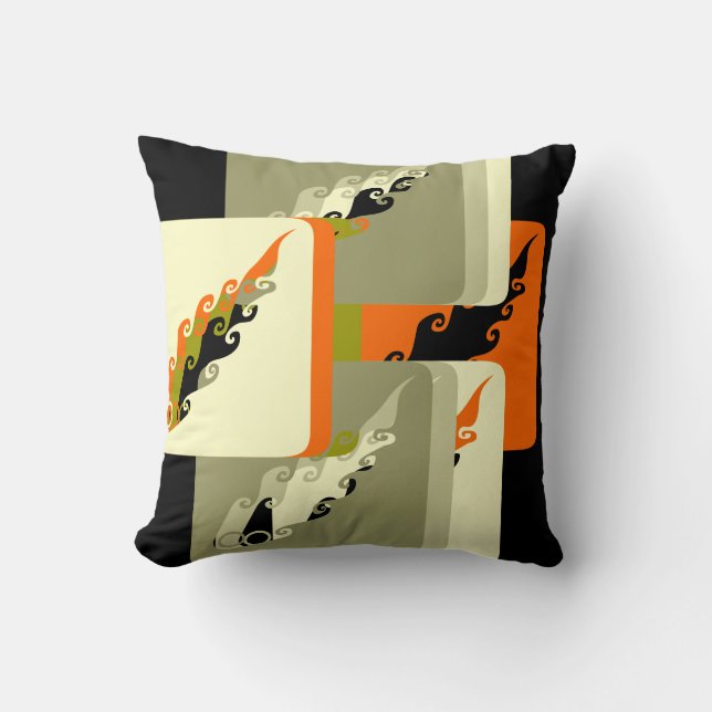 Naranja negro decorativo y almohada caqui (Anverso)