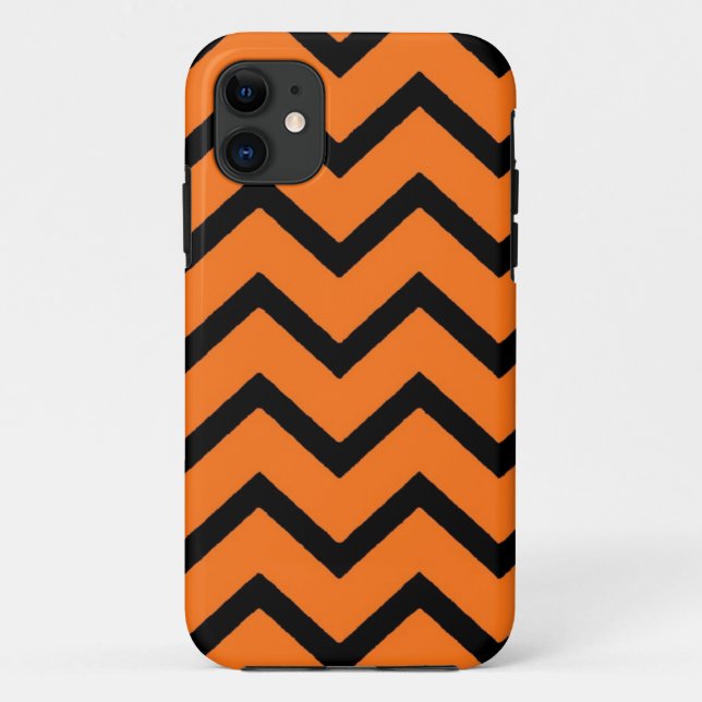 Naranja negro estilo chevron iphone 5 funda (Reverso)