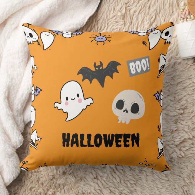 naranja negro lindo almohada de Halloween (Manta)