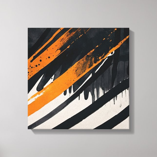 Naranja negro Resumen Arte de pared de acuarela (Anverso)