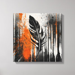 Naranja negro Resumen de plumas Watercolor arte de