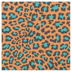 Naranja, negro, tela del leopardo de la aguamarina
