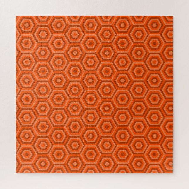 Naranja Nested Hexagons Rompecabezas en jigsaw (Vertical)