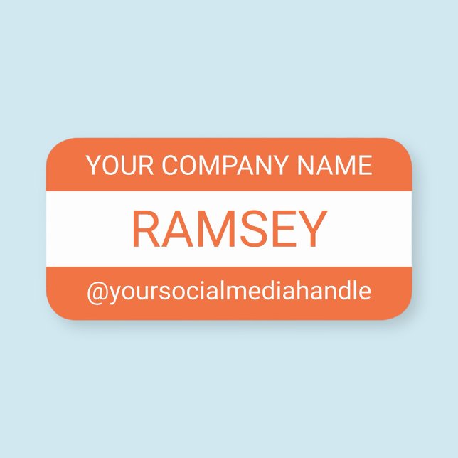 Naranja Nombre de empresa Etiqueta Pin o Magnético (MISOOK Large Rounded Orange Name Tag)