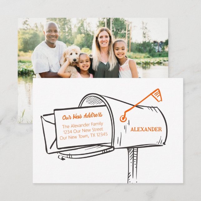 Naranja Nuestro nuevo buzón de correo de dirección (Anverso / Reverso)