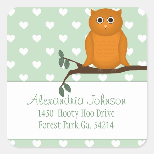 Naranja Owl: Pegatinas de direcciones (Anverso)