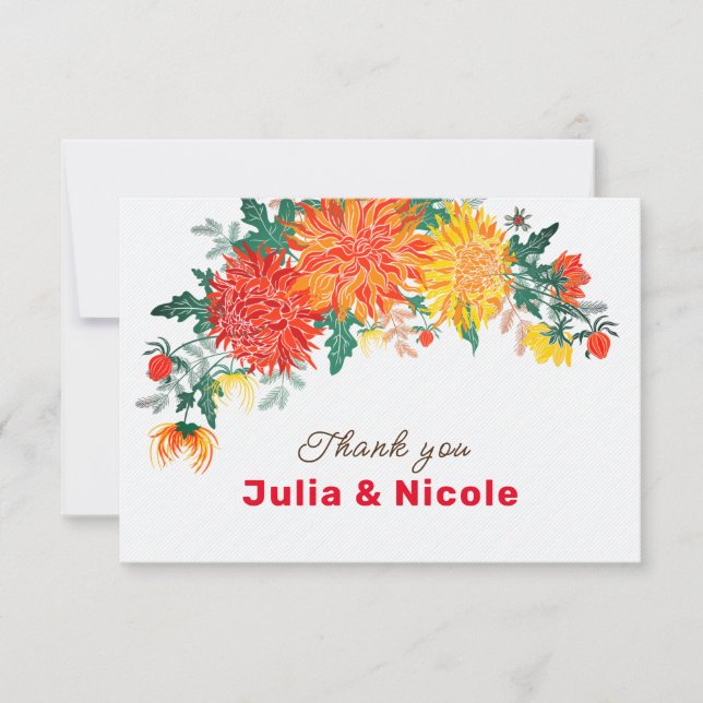 Naranja Pastel Primavera Amarilla Dahlia Boda (Anverso)