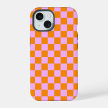 Naranja + Patrón de tablero de cheques rosados