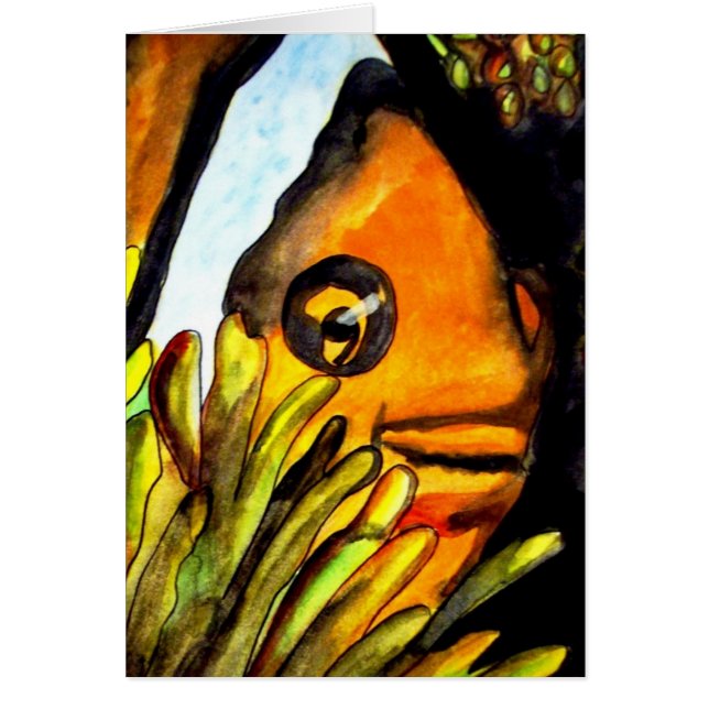 Naranja Payaso Pescado acuarela pintura original (Frente)