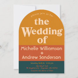 Naranja Peacock Moderno Retro Invitación arcada