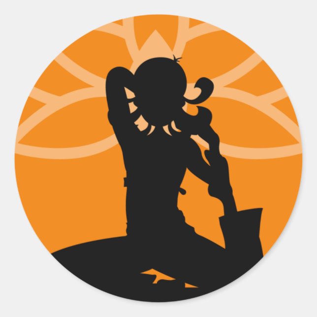 Naranja Pegatina de silueta de yoga (Anverso)