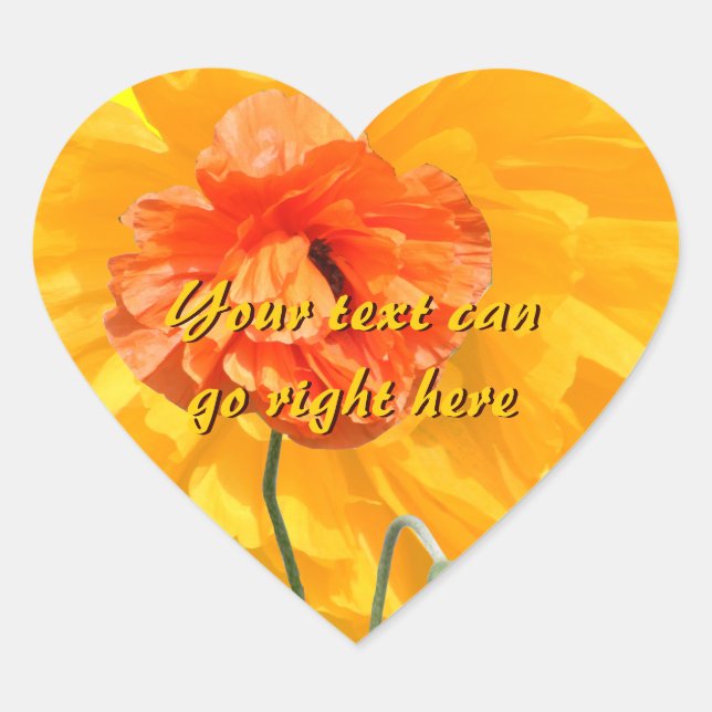 Naranja Pegatinas del corazón de la amapola (Anverso)