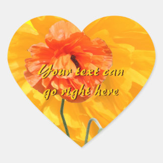 Naranja Pegatinas del corazón de la amapola